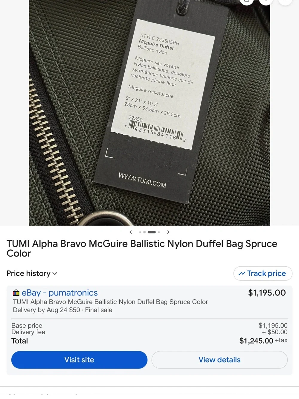 TUMI Alpha Bravo McGuire Ballistic Duffel
